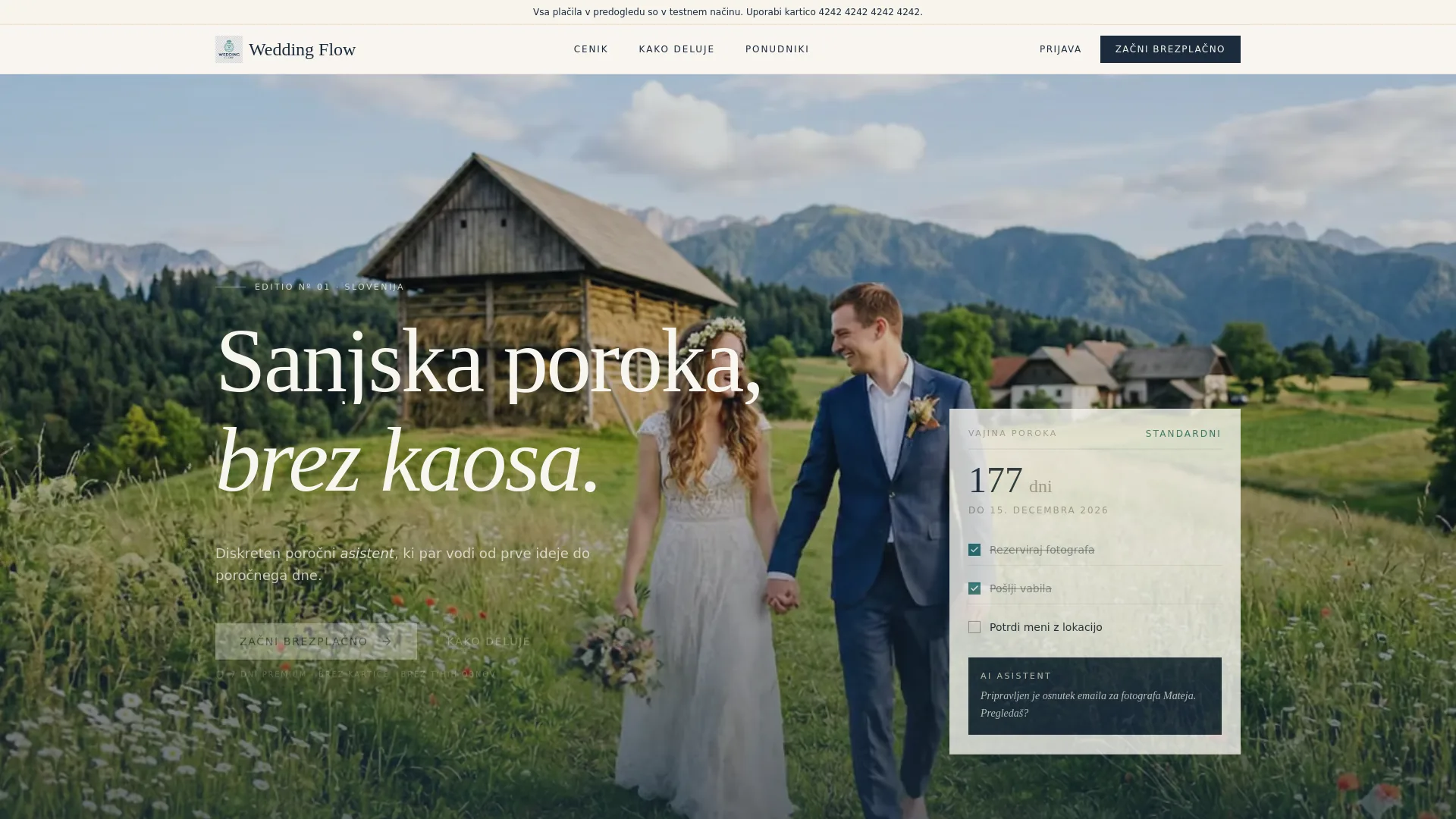 Wedding Flow — predogled aplikacije