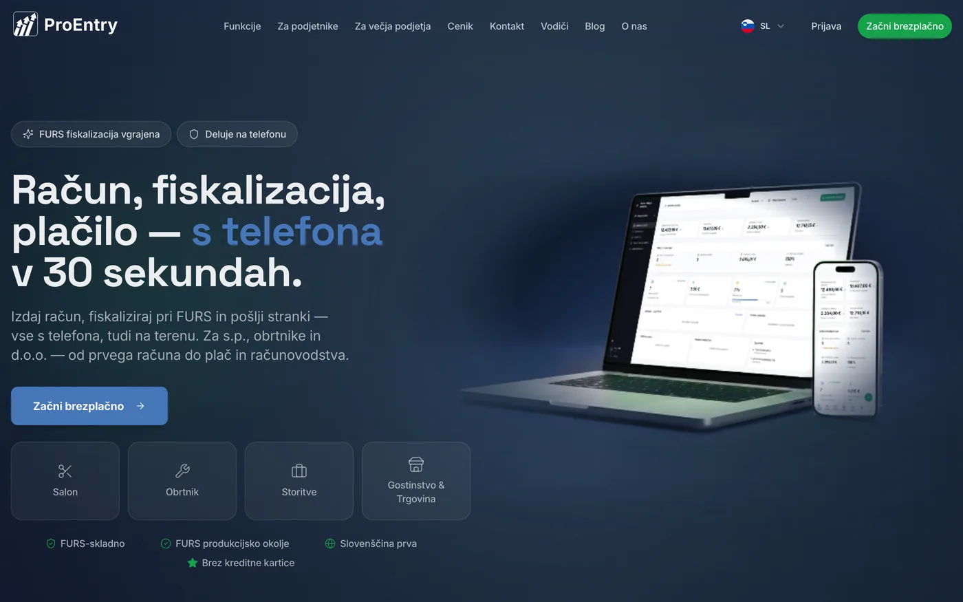 ProEntry — predogled aplikacije